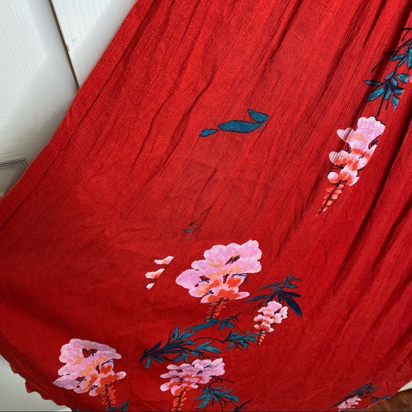 Free People Beau Smocked Printed Slip Dress in Red - Picture 7 of 12